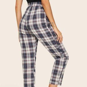 Plaid High Waist Pants